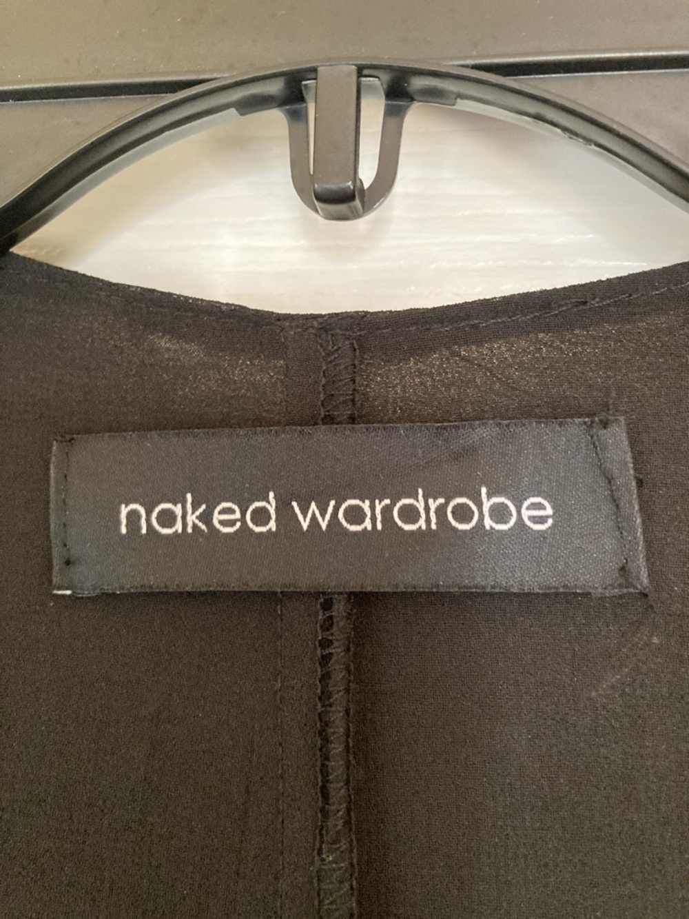 naked wardrobe Sheer Black Draped Open Trench Cardigan - Picture 2 of 10